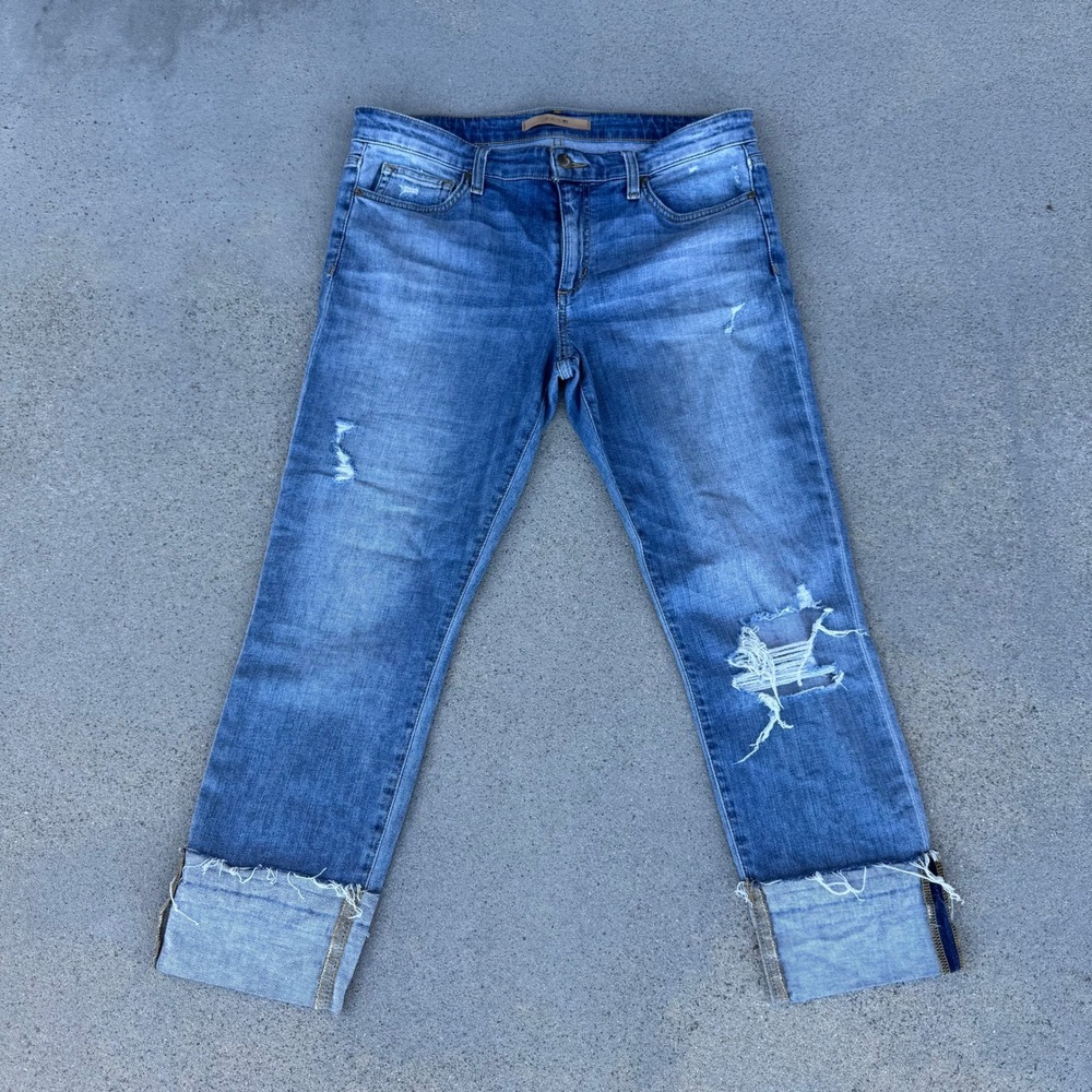 Joes Jeans Cuff Crop Distressed Medium Wash Denim W30
